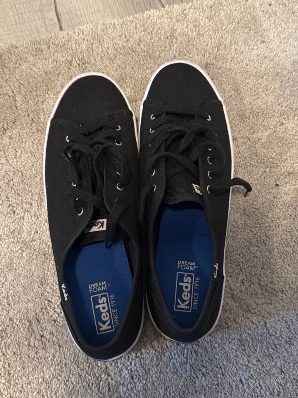 Keds Men's Black Canvas Sneakers with Blue Insoles